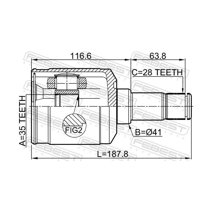 Jungčių komplektas, kardaninis velenas FEBEST 2211-SORMTLH