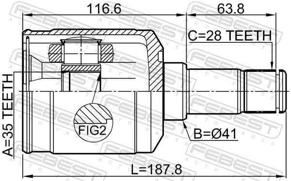 Jungčių komplektas, kardaninis velenas FEBEST 2211-SORMTLH