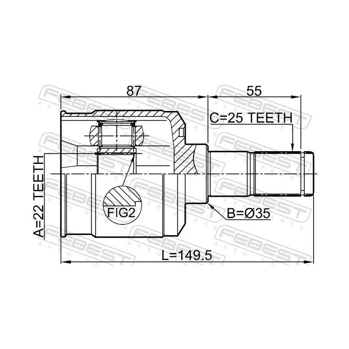 Jungčių komplektas, kardaninis velenas FEBEST 2211-SORR