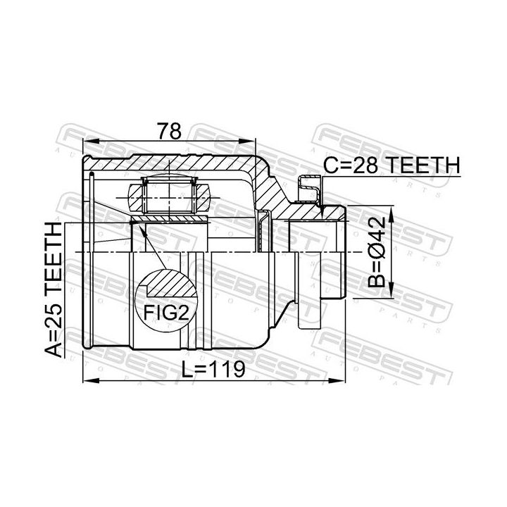 Jungčių komplektas, kardaninis velenas FEBEST 2211-SORRH