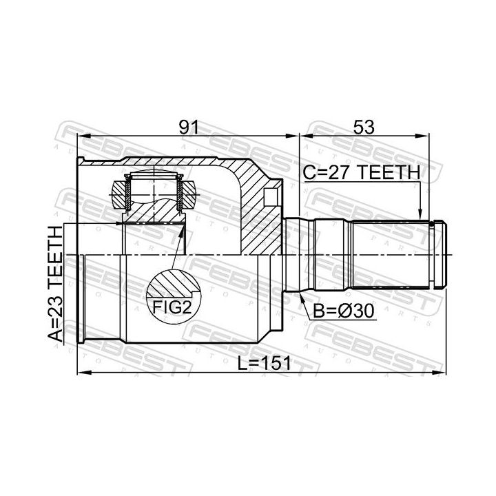Jungčių komplektas, kardaninis velenas FEBEST 2211-SOULB2