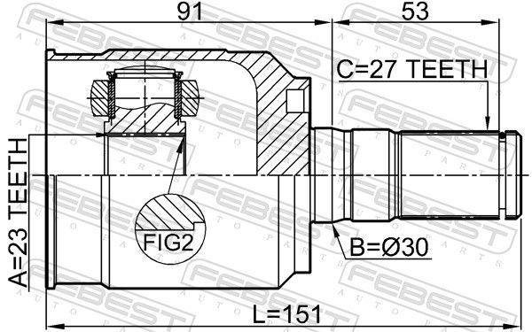 Jungčių komplektas, kardaninis velenas FEBEST 2211-SOULB2