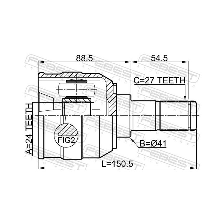 Jungčių komplektas, kardaninis velenas FEBEST 2211-SOULLH