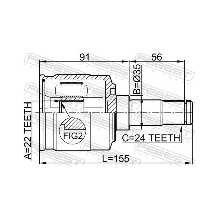 Jungčių komplektas, kardaninis velenas FEBEST 2211-SPAATLH