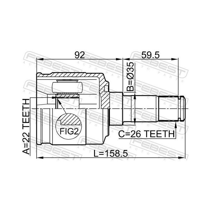 Jungčių komplektas, kardaninis velenas FEBEST 2211-SPAMTLH