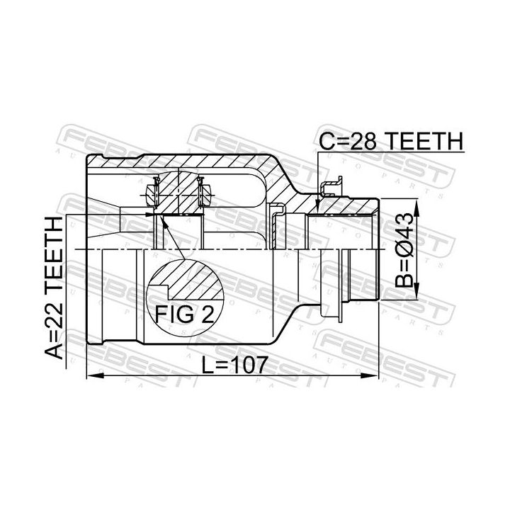 Jungčių komplektas, kardaninis velenas FEBEST 2211-SPARH