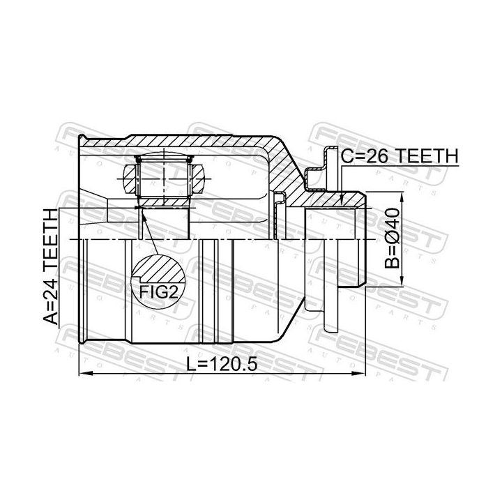 Jungčių komplektas, kardaninis velenas FEBEST 2211-SPLH