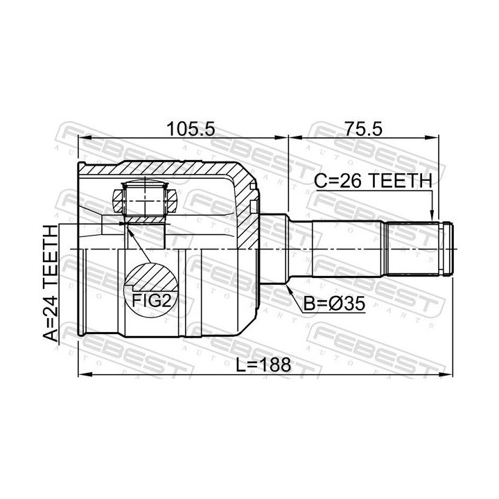 Jungčių komplektas, kardaninis velenas FEBEST 2211-SPRH