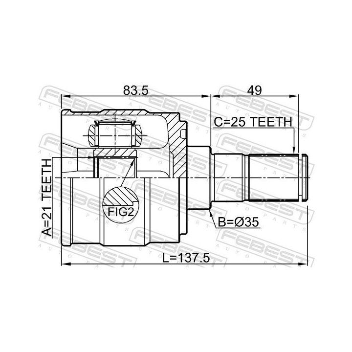 Jungčių komplektas, kardaninis velenas FEBEST 2211-TAAT