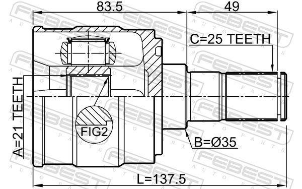 Jungčių komplektas, kardaninis velenas FEBEST 2211-TAAT