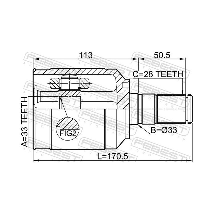 Jungčių komplektas, kardaninis velenas FEBEST 2211-XM12LH