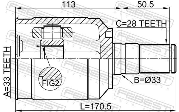 Jungčių komplektas, kardaninis velenas FEBEST 2211-XM12LH