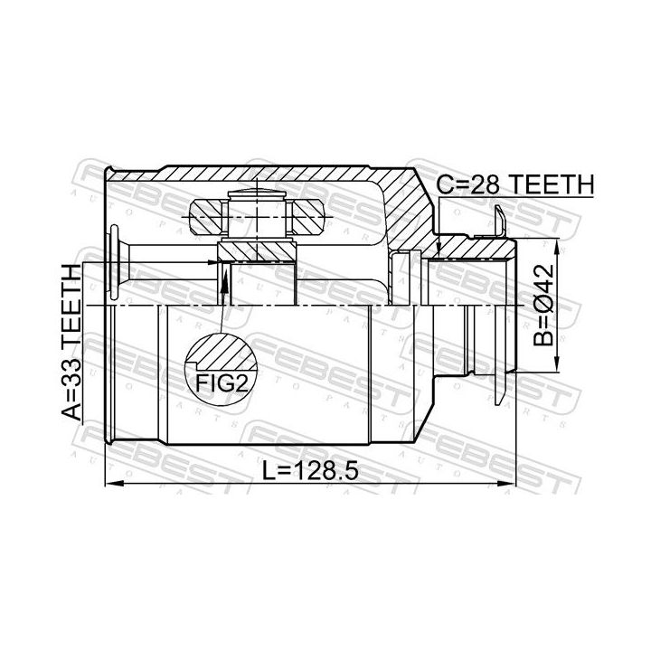 Jungčių komplektas, kardaninis velenas FEBEST 2211-XM12RH
