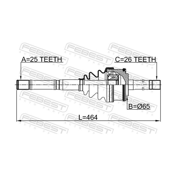 Jungčių komplektas, kardaninis velenas FEBEST 2214-K2700