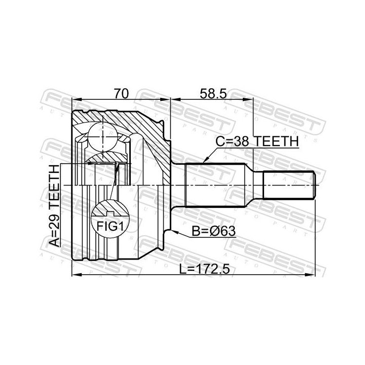 Jungčių komplektas, kardaninis velenas FEBEST 2310-T5WD