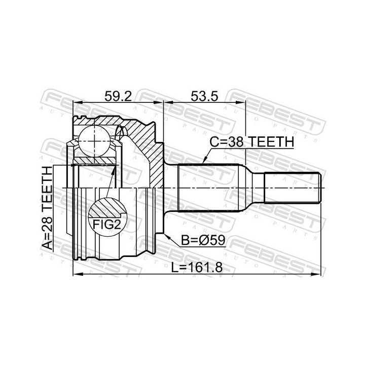 Jungčių komplektas, kardaninis velenas FEBEST 2310-TRANRR