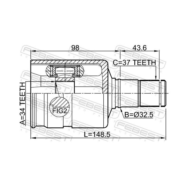 Jungčių komplektas, kardaninis velenas FEBEST 2311-5N1LH