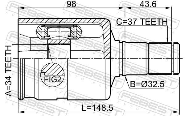 Jungčių komplektas, kardaninis velenas FEBEST 2311-5N1LH