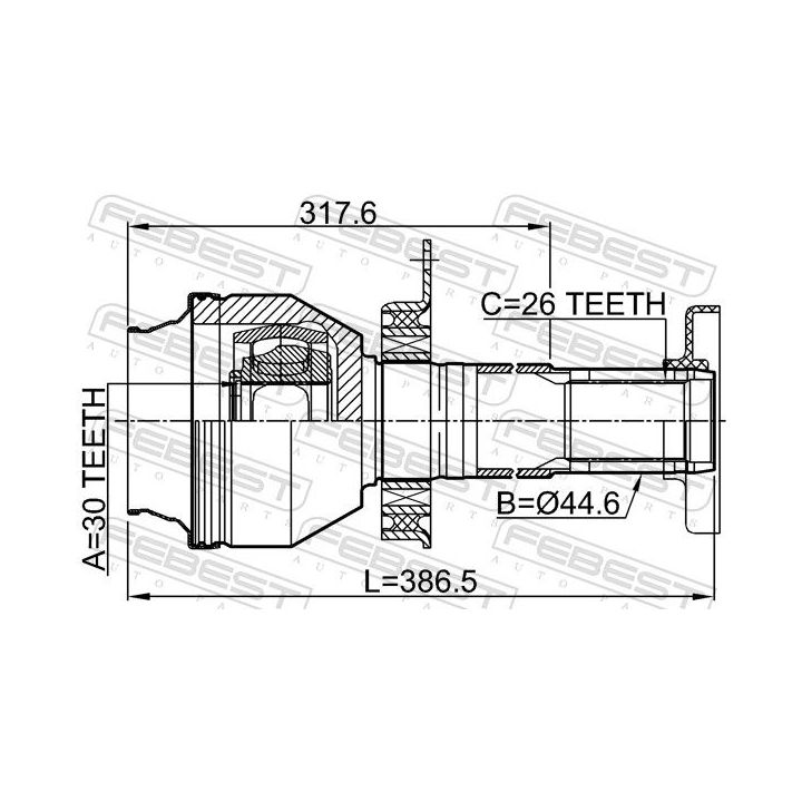 Jungčių komplektas, kardaninis velenas FEBEST 2311-T5MT6RH