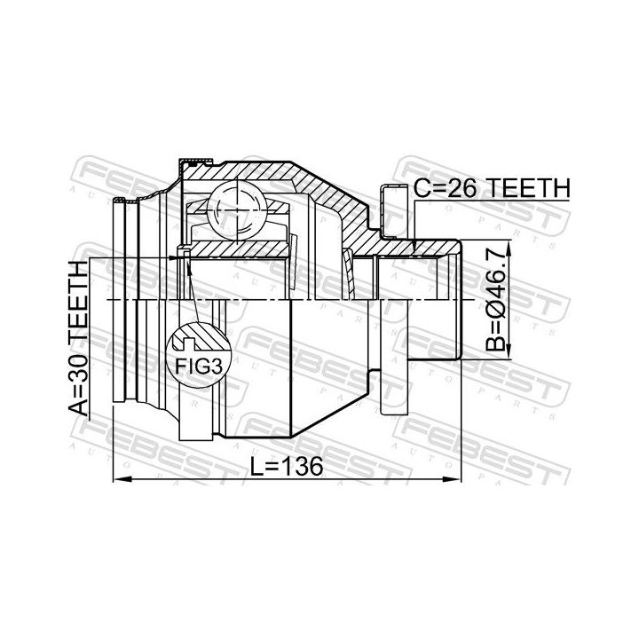 Jungčių komplektas, kardaninis velenas FEBEST 2311-T5MTLH