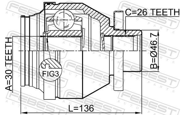 Jungčių komplektas, kardaninis velenas FEBEST 2311-T5MTLH