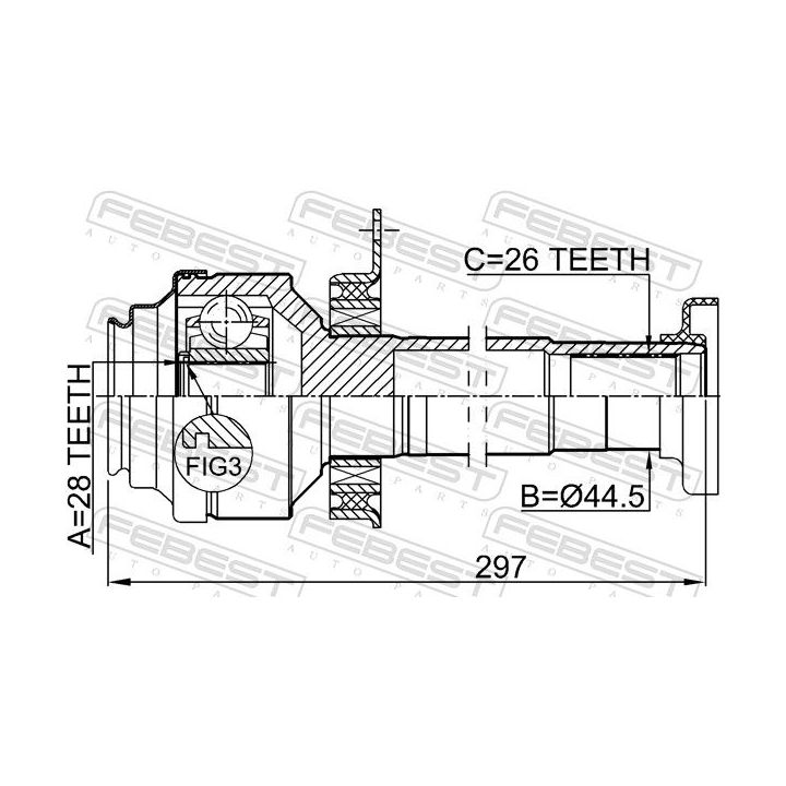 Jungčių komplektas, kardaninis velenas FEBEST 2311-T5RH