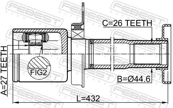 Jungčių komplektas, kardaninis velenas FEBEST 2311-TR5RH