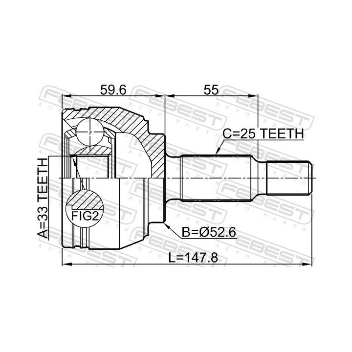 Jungčių komplektas, kardaninis velenas FEBEST 2410-DUST