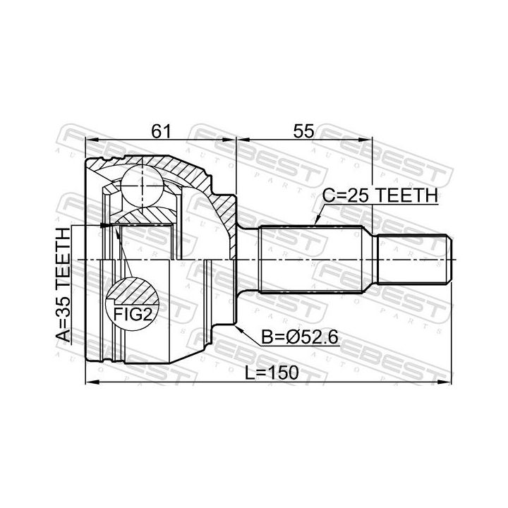 Jungčių komplektas, kardaninis velenas FEBEST 2410-DUSTAWD