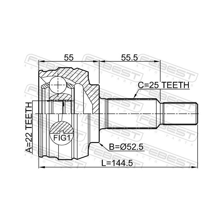 Jungčių komplektas, kardaninis velenas FEBEST 2410-FLUE