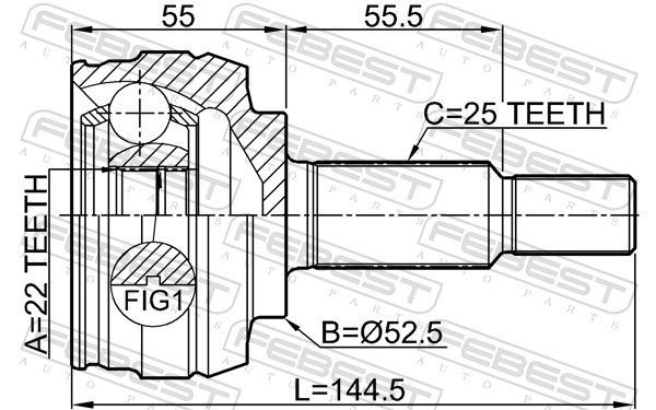 Jungčių komplektas, kardaninis velenas FEBEST 2410-FLUE