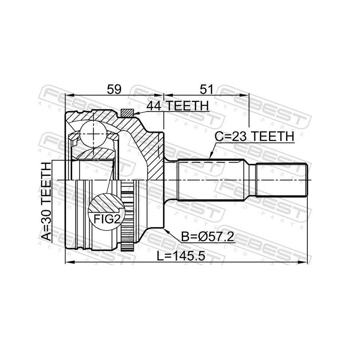 Jungčių komplektas, kardaninis velenas FEBEST 2410-KANGA44