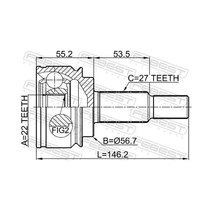 Jungčių komplektas, kardaninis velenas FEBEST 2410-KANGII