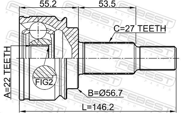 Jungčių komplektas, kardaninis velenas FEBEST 2410-KANGII