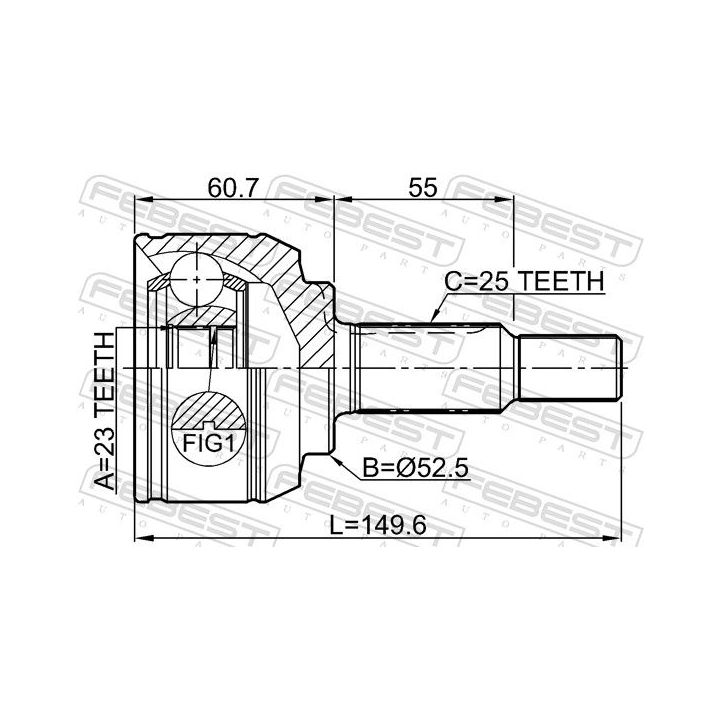Jungčių komplektas, kardaninis velenas FEBEST 2410-KAPT