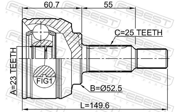 Jungčių komplektas, kardaninis velenas FEBEST 2410-KAPT