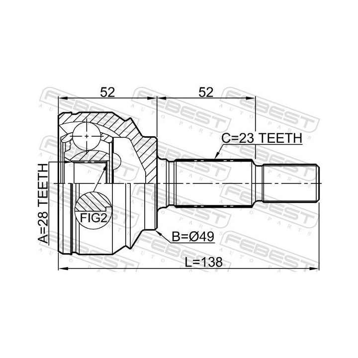 Jungčių komplektas, kardaninis velenas FEBEST 2410-LOGII