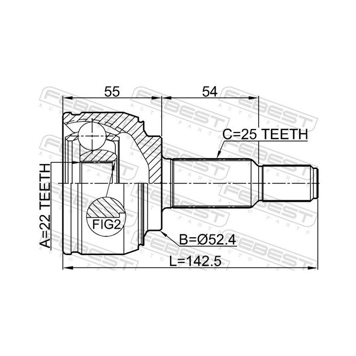 Jungčių komplektas, kardaninis velenas FEBEST 2410-SCENII