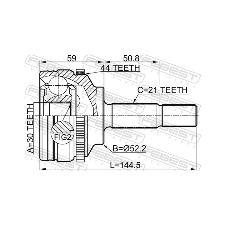 Jungčių komplektas, kardaninis velenas FEBEST 2410-SYMBA44