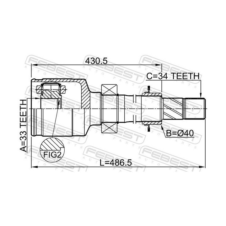 Jungčių komplektas, kardaninis velenas FEBEST 2411-CAPTRH