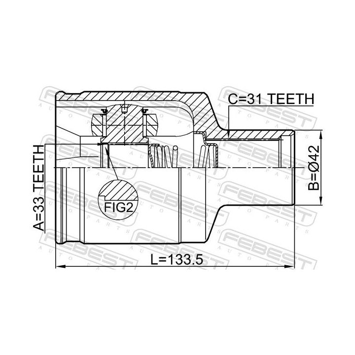 Jungčių komplektas, kardaninis velenas FEBEST 2411-DUSTAWDRH