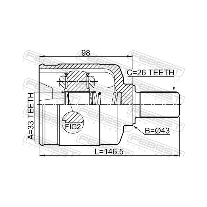 Jungčių komplektas, kardaninis velenas FEBEST 2411-DUSTLH