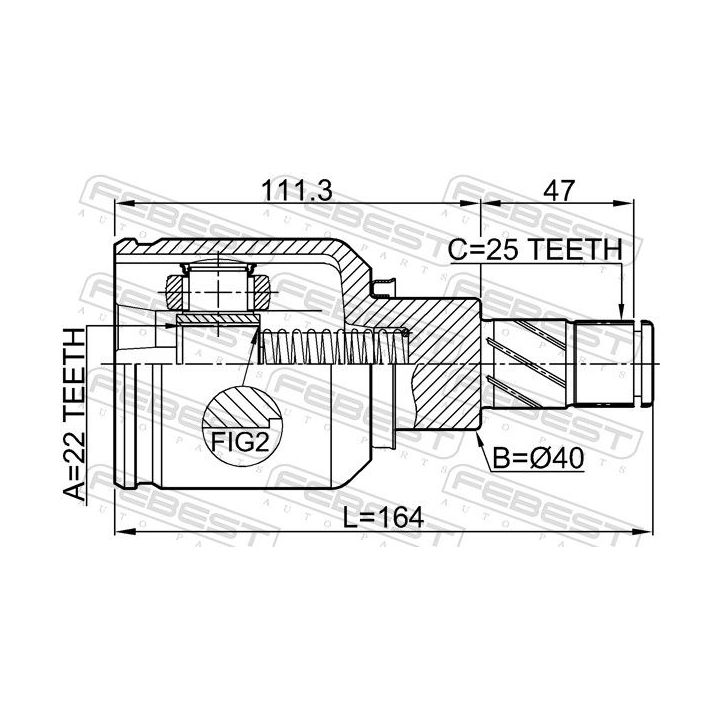 Jungčių komplektas, kardaninis velenas FEBEST 2411-FLUELH