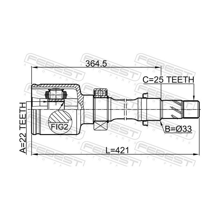 Jungčių komplektas, kardaninis velenas FEBEST 2411-FLUERH