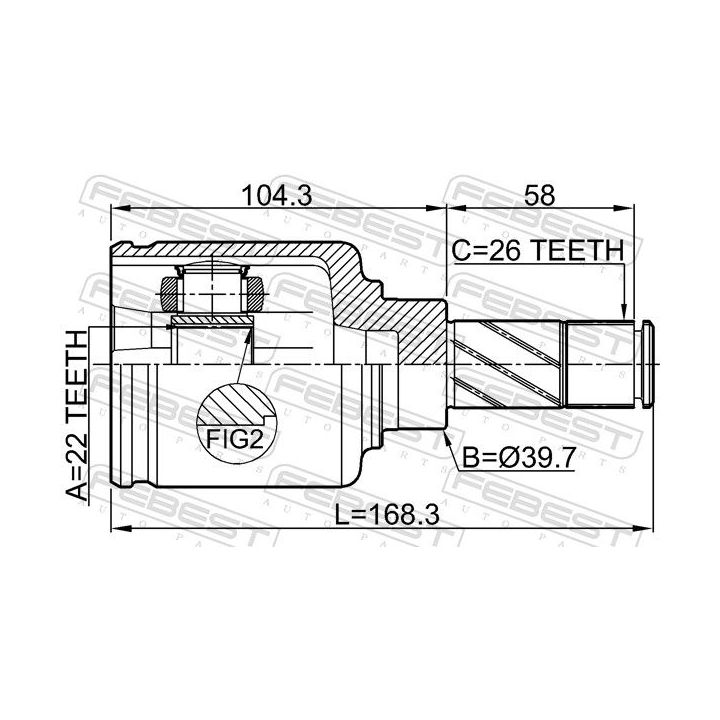 Jungčių komplektas, kardaninis velenas FEBEST 2411-KANIILH