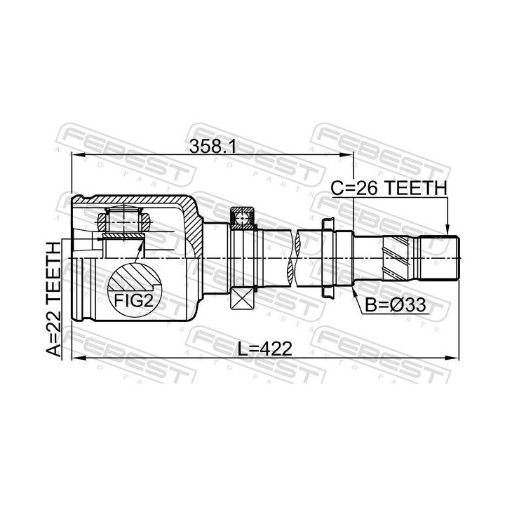 Jungčių komplektas, kardaninis velenas FEBEST 2411-KANIIRH