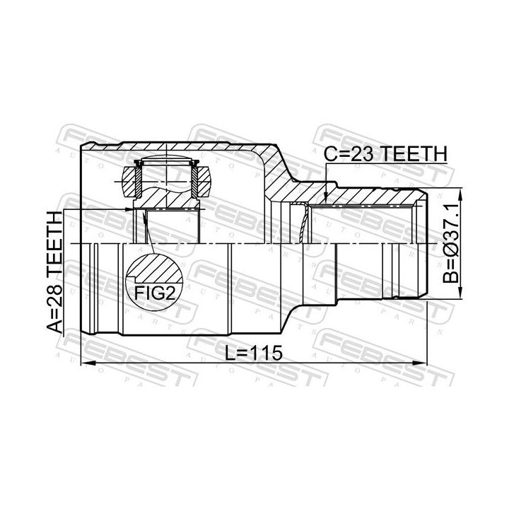 Jungčių komplektas, kardaninis velenas FEBEST 2411-LOGIIRH