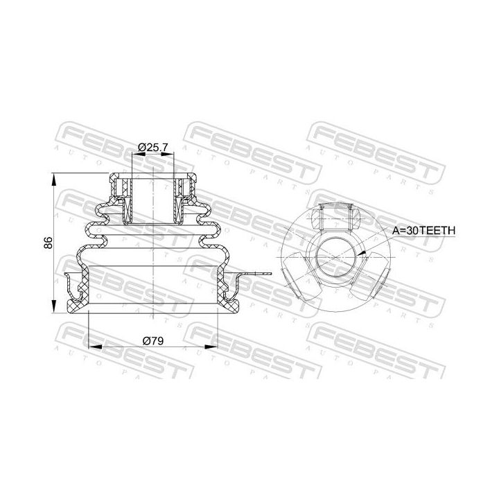 Jungčių komplektas, kardaninis velenas FEBEST 2411-LOGLH