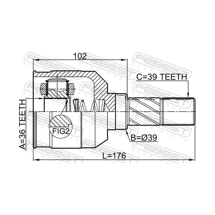 Jungčių komplektas, kardaninis velenas FEBEST 2411-MEGIIILH