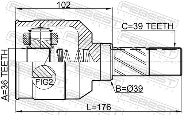 Jungčių komplektas, kardaninis velenas FEBEST 2411-MEGIIILH
